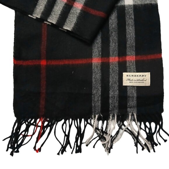 Burberry Ladies Vintage Black Red White Luxury Large Plaid Print Scarf Scarves - Picture 3 of 5